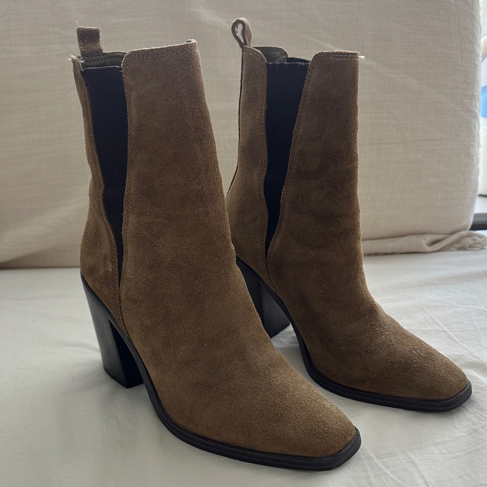 Marc Fisher Tan Suede Heeled Boots